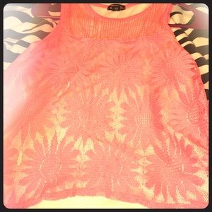 pink short sleeved with flowers